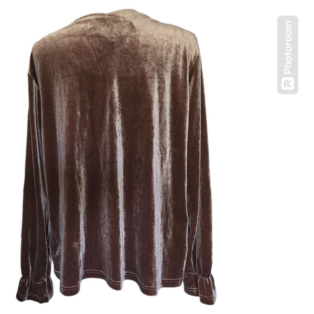 FENGFANSTUDIO BROWN VELVET OVERSIZED TOP - Picture 4 of 7